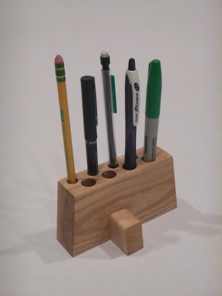 Pencil holder made from reclaimed ash wood